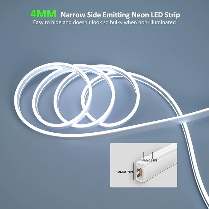 SLN01 – bande lumineuse LED néon COB sans points, 16,4 pieds (5M), DC24V, 60W, IP67, 10x10MM, pour l'extérieur, variable, basse tension, corde en Silicone