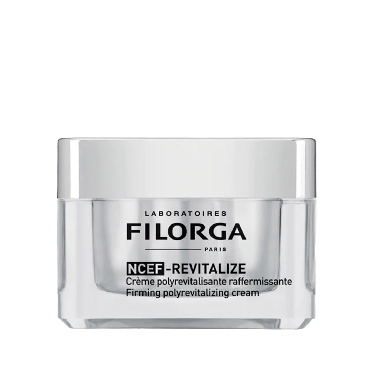 Filorga NCEF-Revitalize face cream in a glass jar with silver lid on Tampa Home & Garden Store