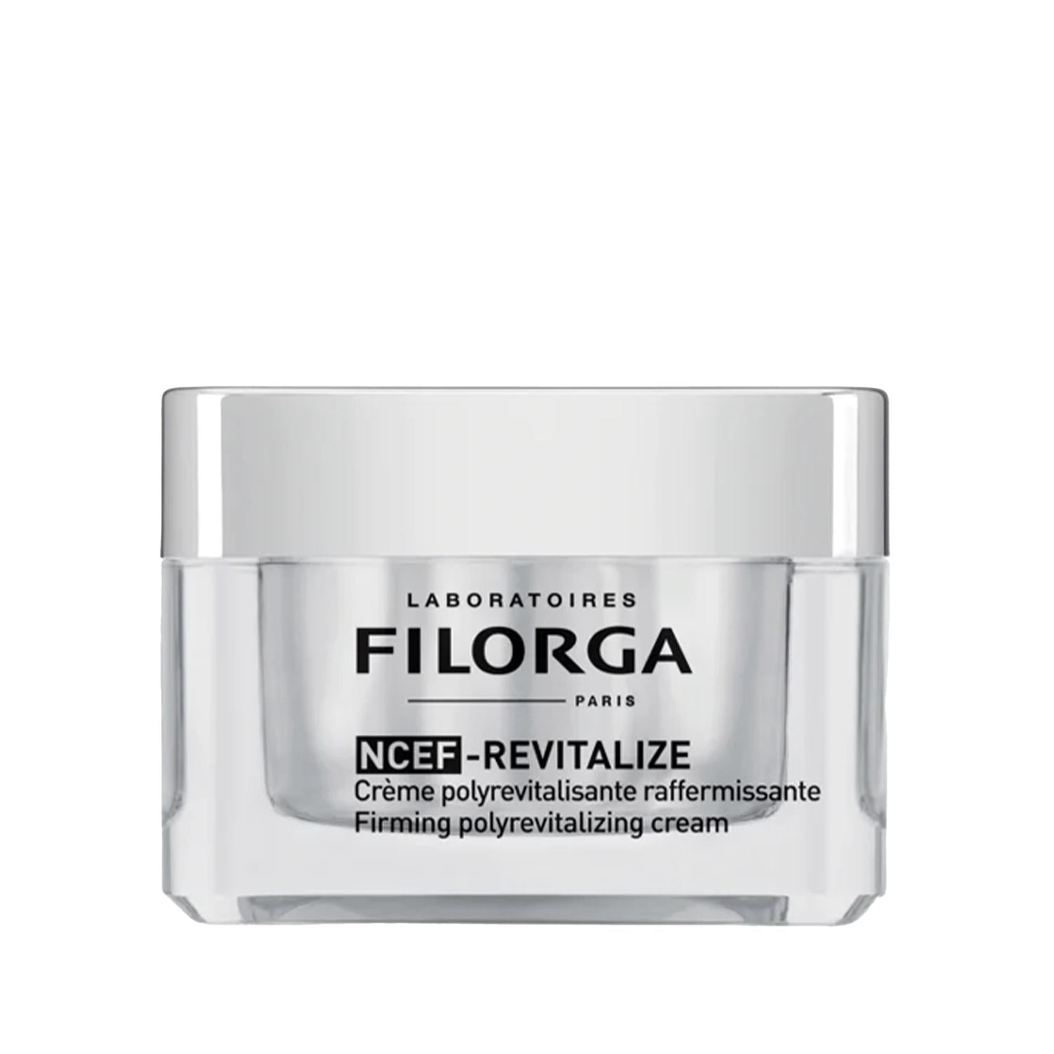 Filorga NCEF-Revitalize face cream in a glass jar with silver lid on Tampa Home & Garden Store