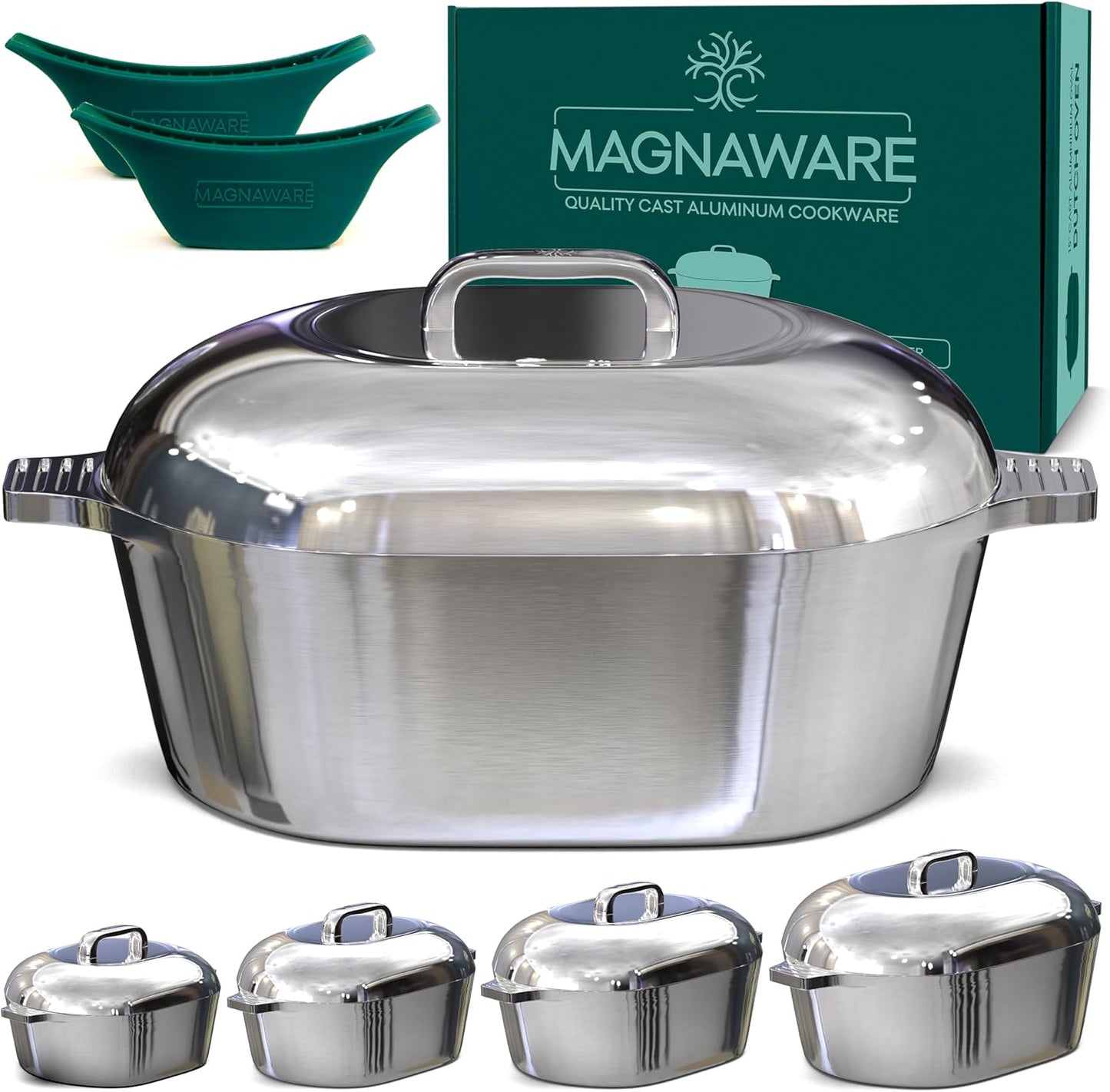 Ultimate Oval Collection - 4-Piece Cast Aluminum Oval Dutch Oven Set Includes 11", 13", 15" & 18" Ovals - Tampa Home & Garden Store