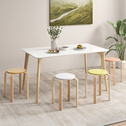 Set of 4 Bentwood Stackable Stools Dining Stools with Round Tops-Multicolor - Tampa Home & Garden Store