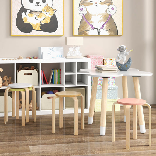 Set of 4 Bentwood Stackable Stools Dining Stools with Round Tops-Multicolor - Tampa Home & Garden Store