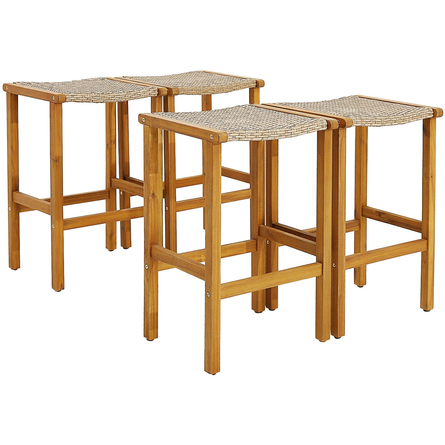 Taburetes de barra de madera para patio, juego de 2/4-2 piezas