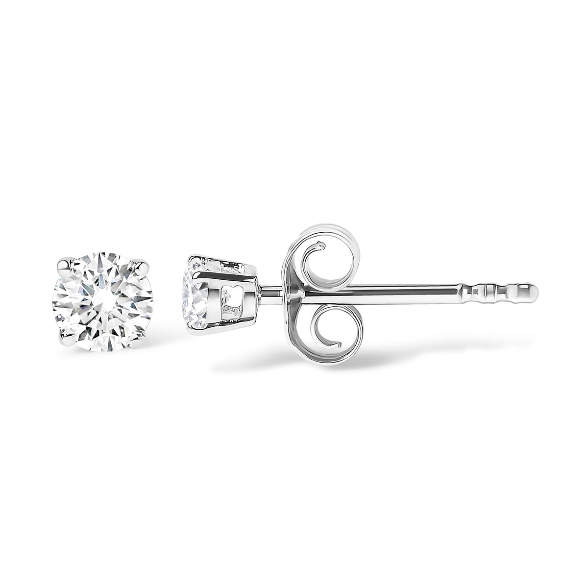 14K white gold round diamond stud earrings in a classic 4-prong setting, H-I color, I1-I2 clarity on Tampa Home & Garden Store