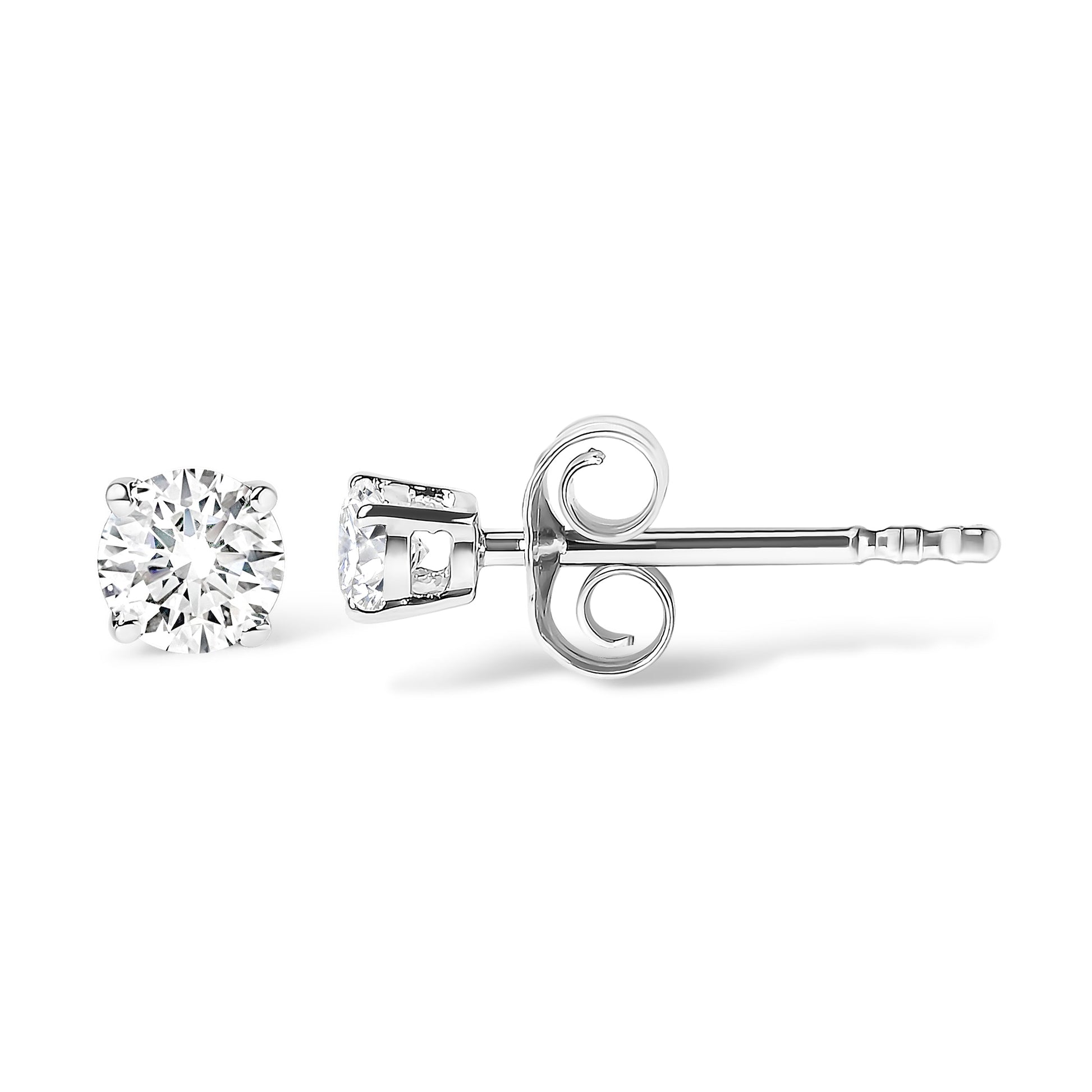 14K white gold round diamond stud earrings in a classic 4-prong setting, H-I color, I1-I2 clarity on Tampa Home & Garden Store