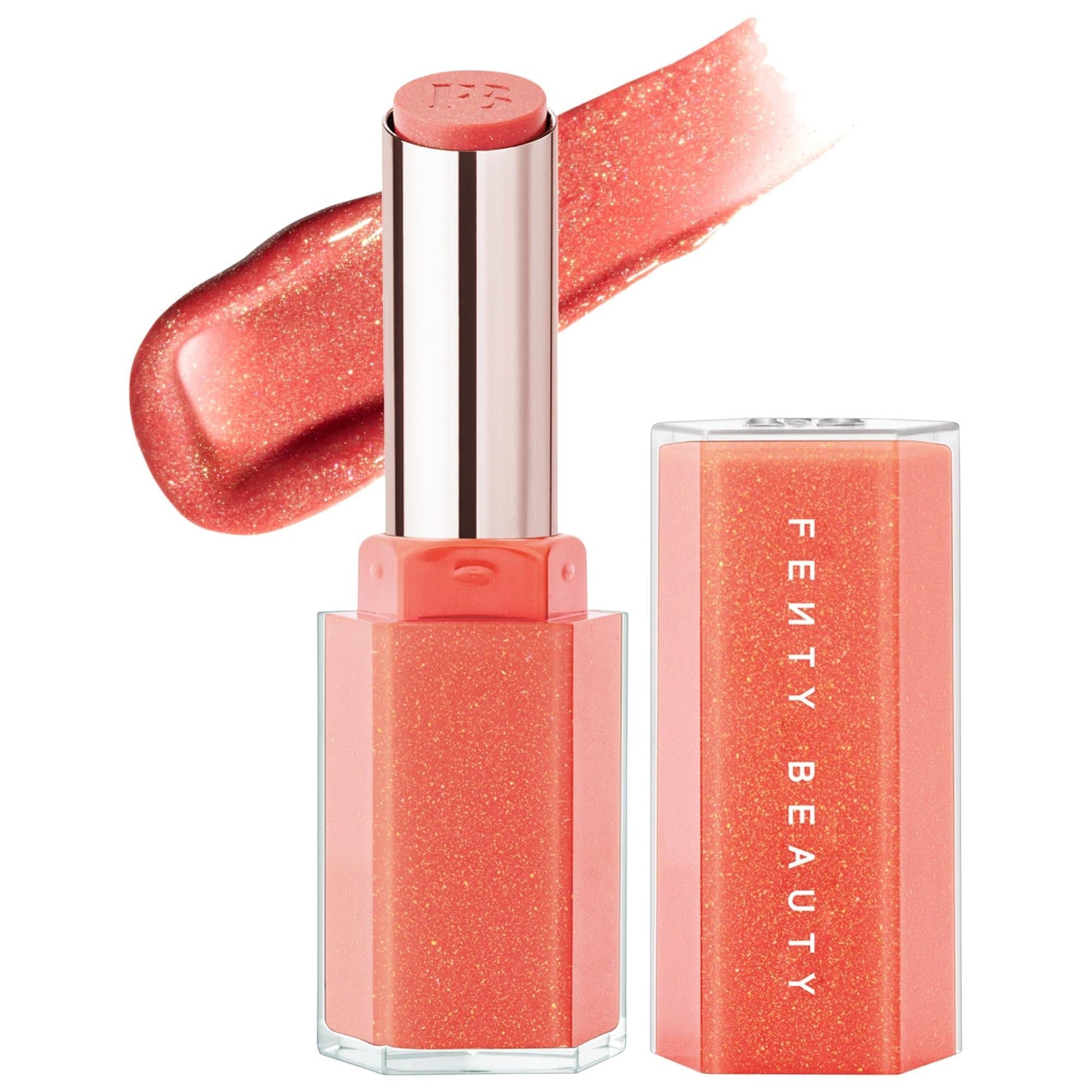 Fenty Gloss Bomb Stix pink glitter lip gloss stick with rose gold cap 2pc set on Tampa Home & Garden Store