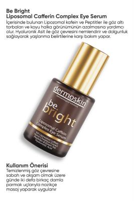 Be Bright liposomal caffeine eye serum bottle with brown glass and gold cap by Dermoskin on Tampa Home & Garden Store