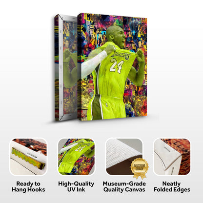 Legacy Roar sport wall art canvas of a neon-green basketball player amid graffiti backdrop on Tampa Home & Garden Store