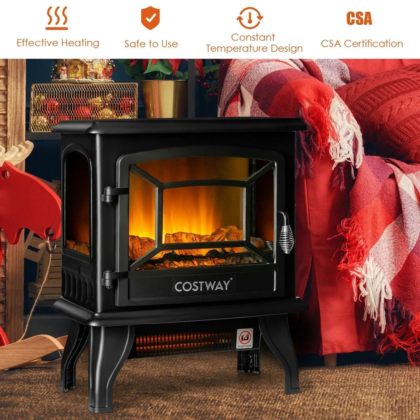 Freestanding Electric Heater with Dancing Flame