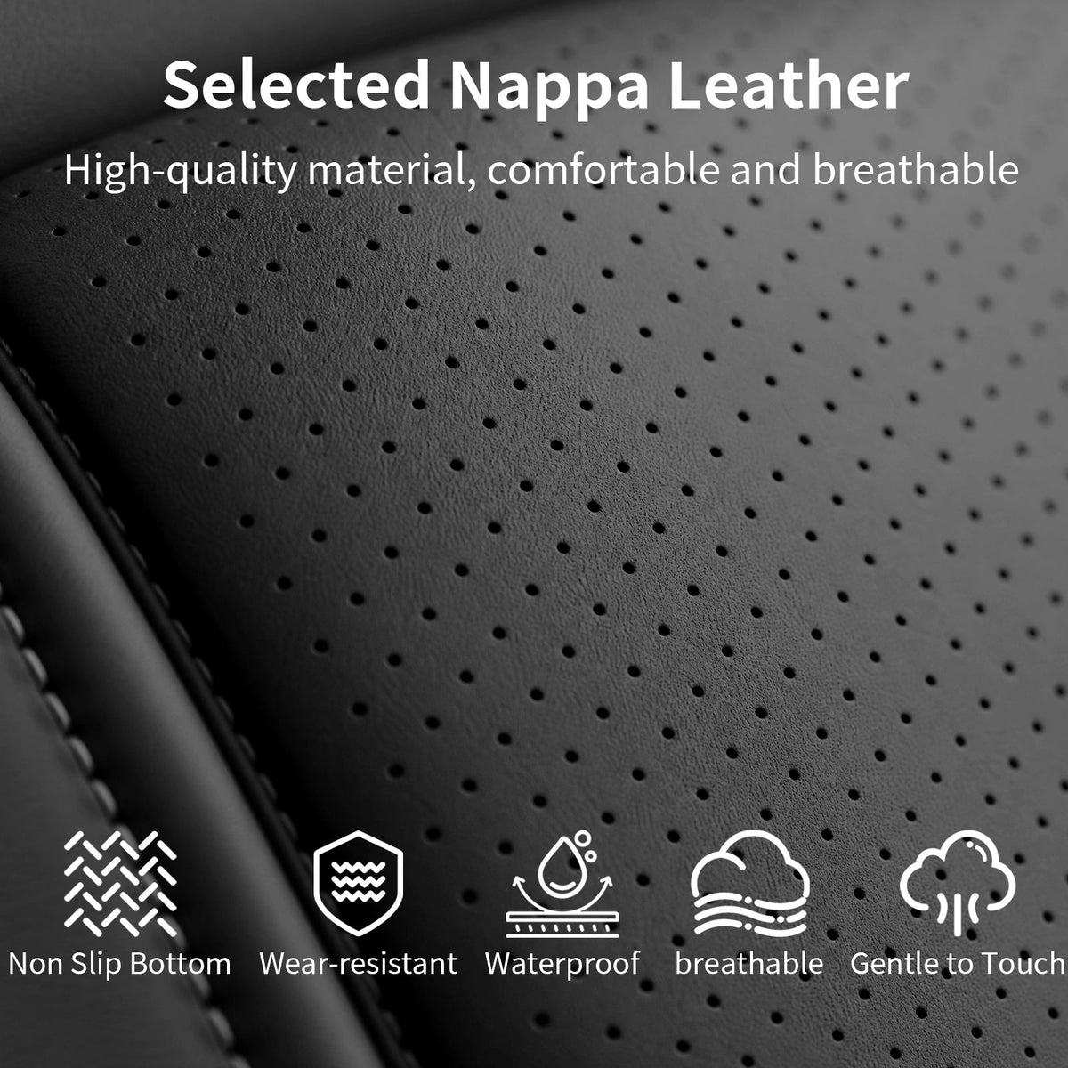 Umbrauto black perforated Nappa leather car seat cover set for RAM crew cab on Tampa Home & Garden Store