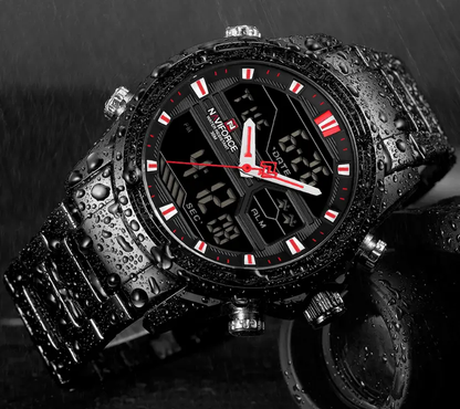 Mens Waterproof Analog Digital Watch Stainless