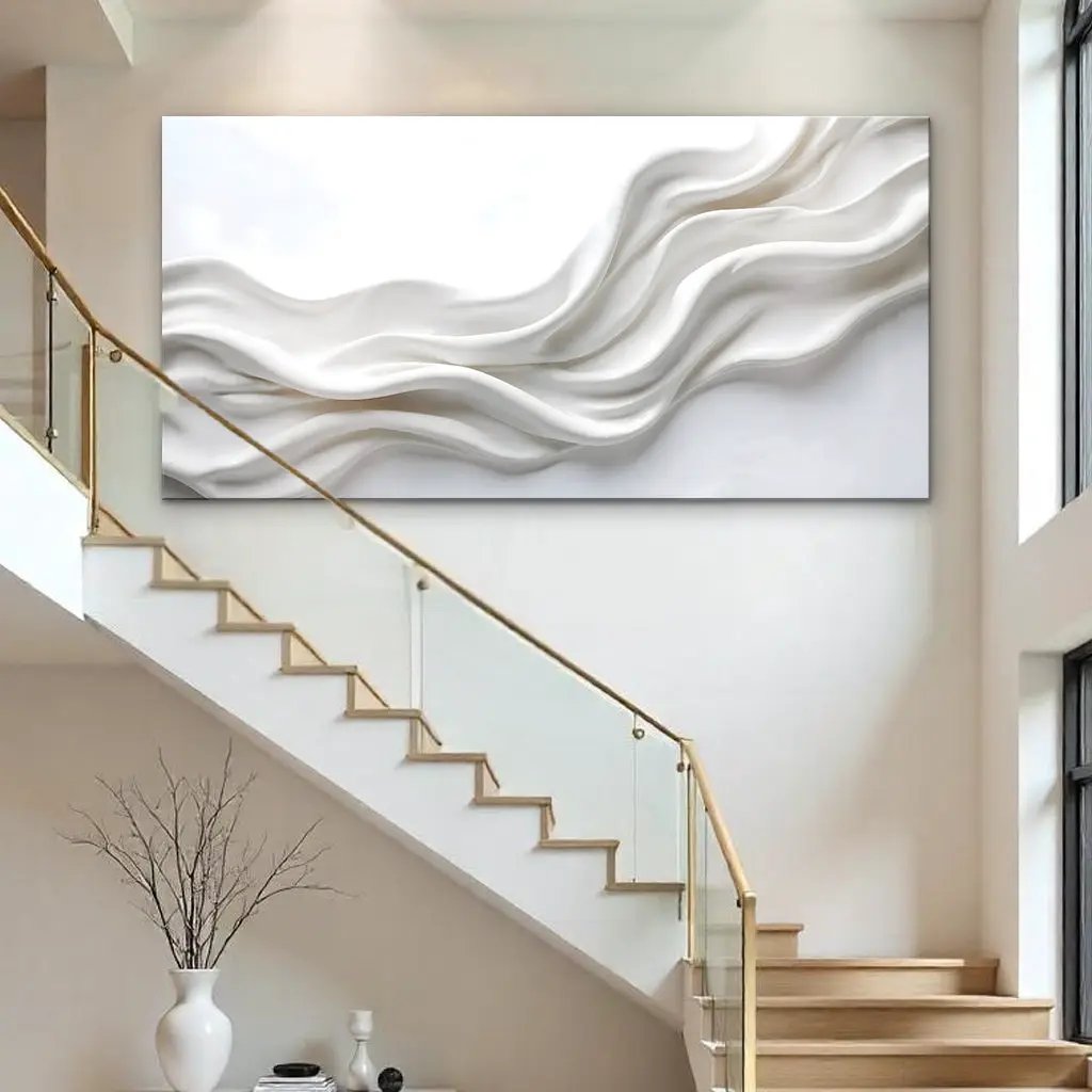 Wind Whispers Wall Art canvas by Tailored Canvases; white abstract flowing waves crafting canvas on Tampa Home & Garden Store