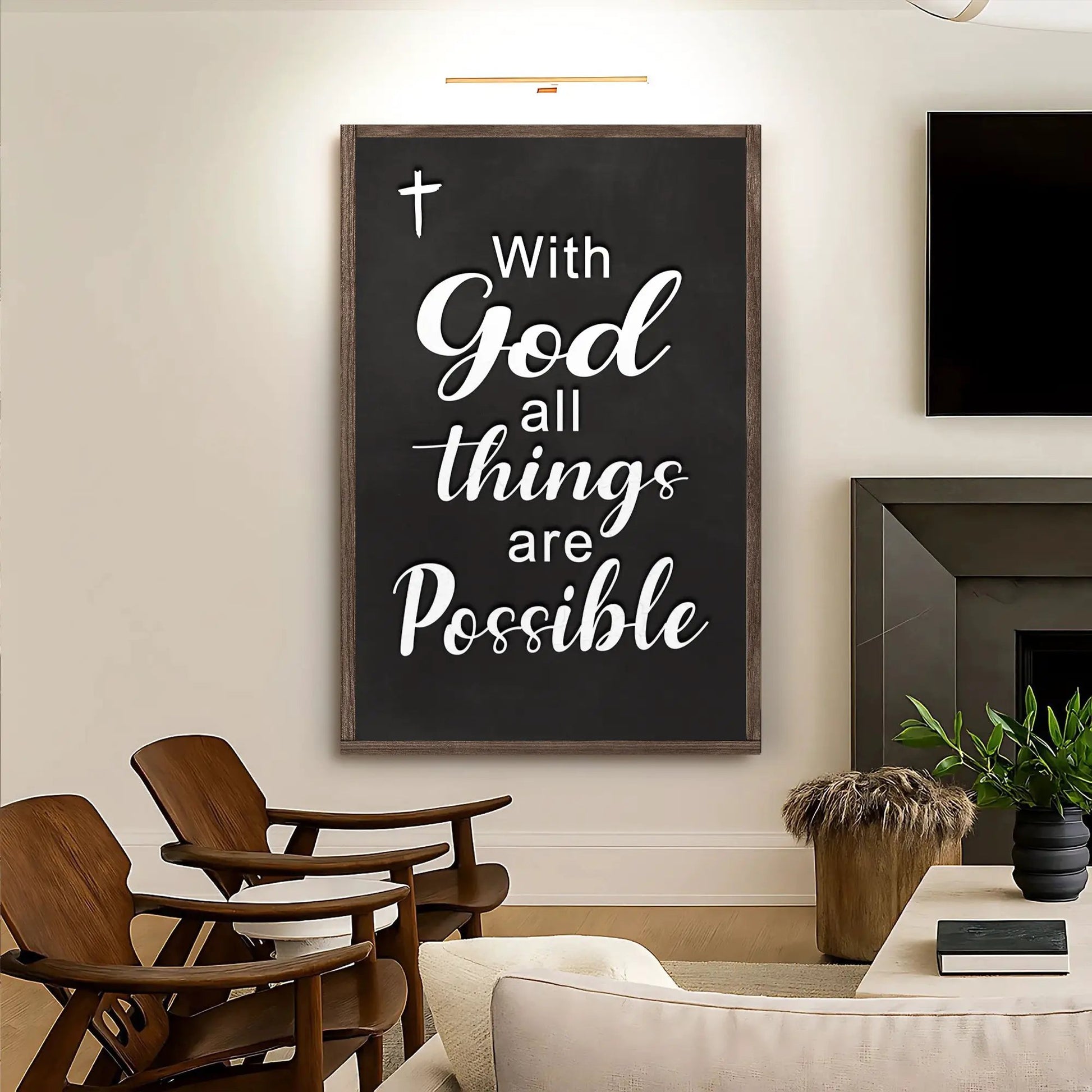 With God All Things Are Possible faith sign canvas by Tailored Canvases, framed craft on Tampa Home & Garden Store
