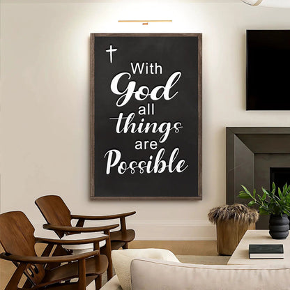 With God All Things Are Possible faith sign canvas by Tailored Canvases, framed craft on Tampa Home & Garden Store