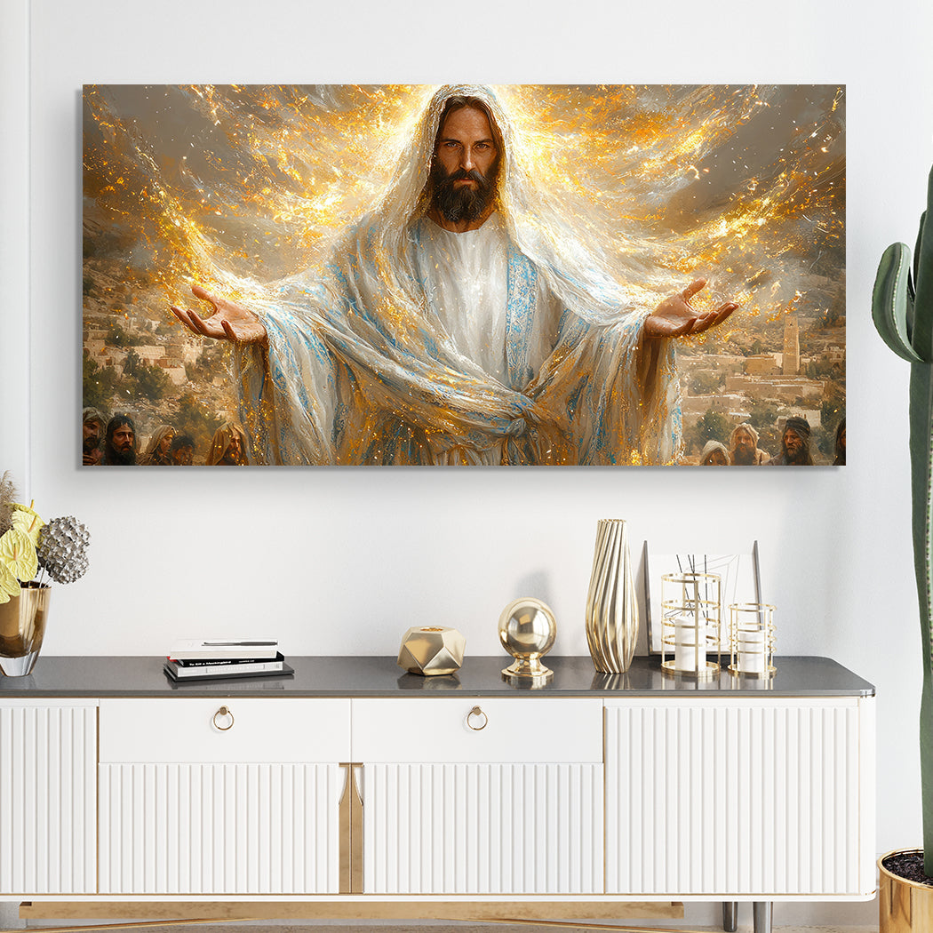 Canvas Creator Faith Wall Art by Tailored Canvases, Jesus radiates light over a crowd on Tampa Home & Garden Store