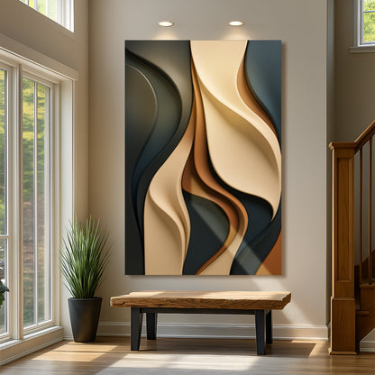 Modern Abstract Minimalist Wall Art canvas in cream beige tan and charcoal Crafting Canvas on Tampa Home & Garden Store