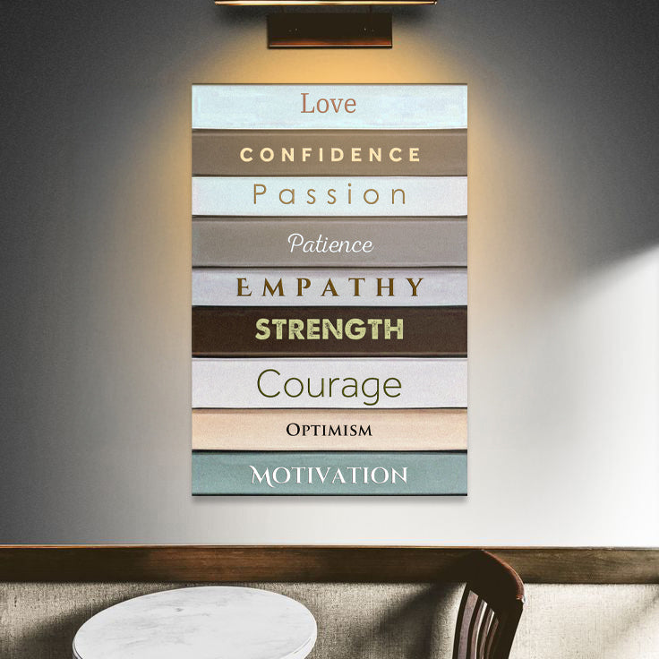 Canvas wall art Shelf To Life Motivational Sign by Tailored Canvases with stacked words on Tampa Home & Garden Store