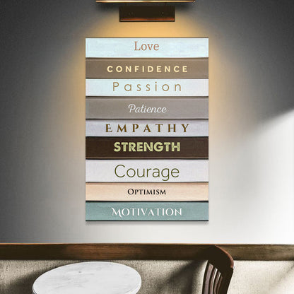 Canvas wall art Shelf To Life Motivational Sign by Tailored Canvases with stacked words on Tampa Home & Garden Store