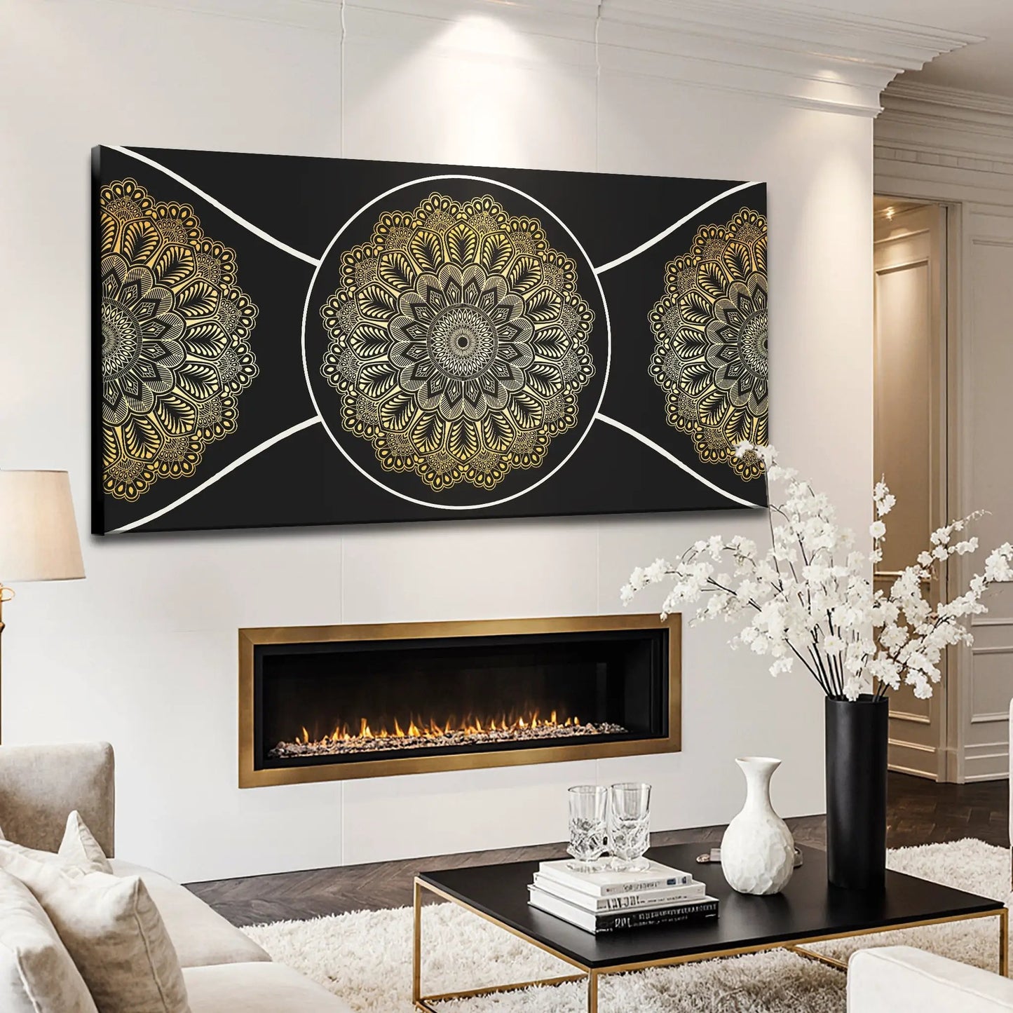 Gold Sacred Geometry Wall Art Canvas USA