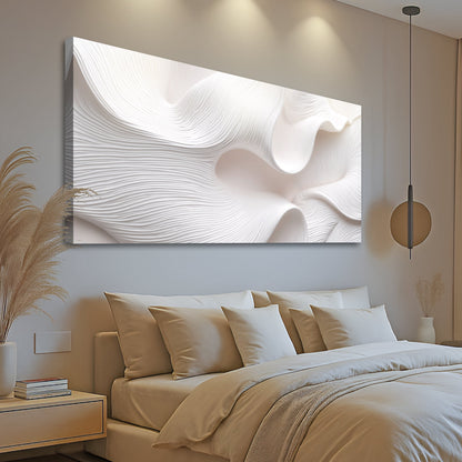 Minimalist Waves Wall Art II canvas by Tailored Canvases with white textured wave design on Tampa Home & Garden Store