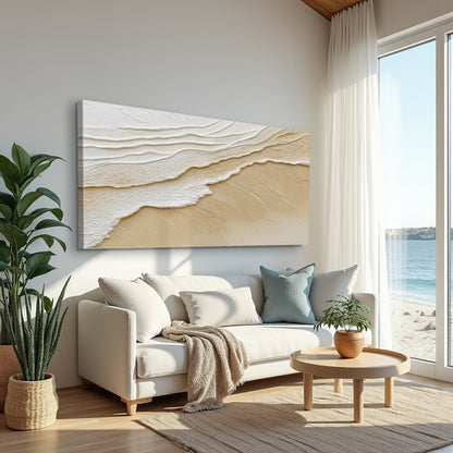 Neutral Ocean Waves beige canvas wall art Tailored Canvases on Tampa Home & Garden Store
