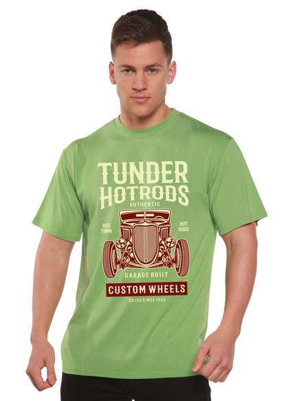Mens green Thunder Hotrods Tshirt by Spun Bamboo bamboo viscose/organic cotton short sleeve on Tampa Home & Garden Store