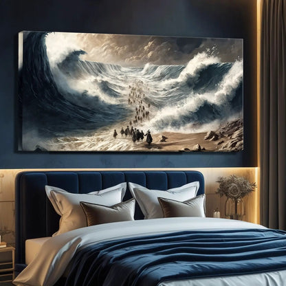 The Parting - Faith Wall Art IV canvas seascape with towering navy waves Tailored Canvases on Tampa Home & Garden Store