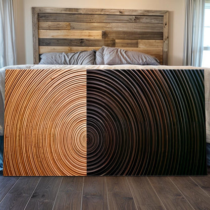 Modern Abstract Minimalist Wall Art XI canvas with warm tan and dark rings by Tailored Canvases on Tampa Home & Garden Store