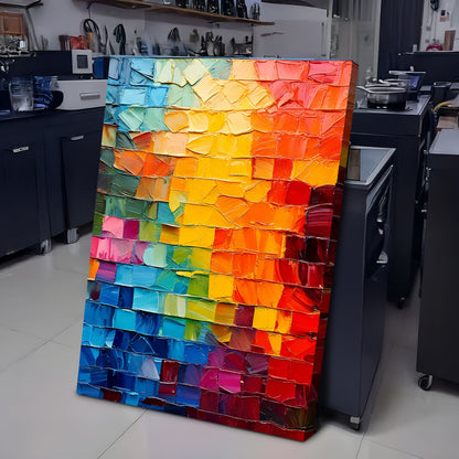 Spectrum Mosaic Wall Art canvas in a vivid rainbow palette by Tailored Canvases Crafting Canvas on Tampa Home & Garden Store