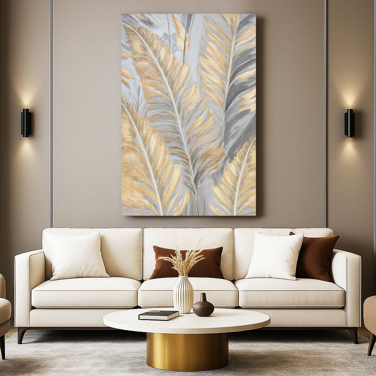 Luxury Gold and Silver Leaf Wall Art canvas by Tailored Canvases with gold and silver leaf on Tampa Home & Garden Store