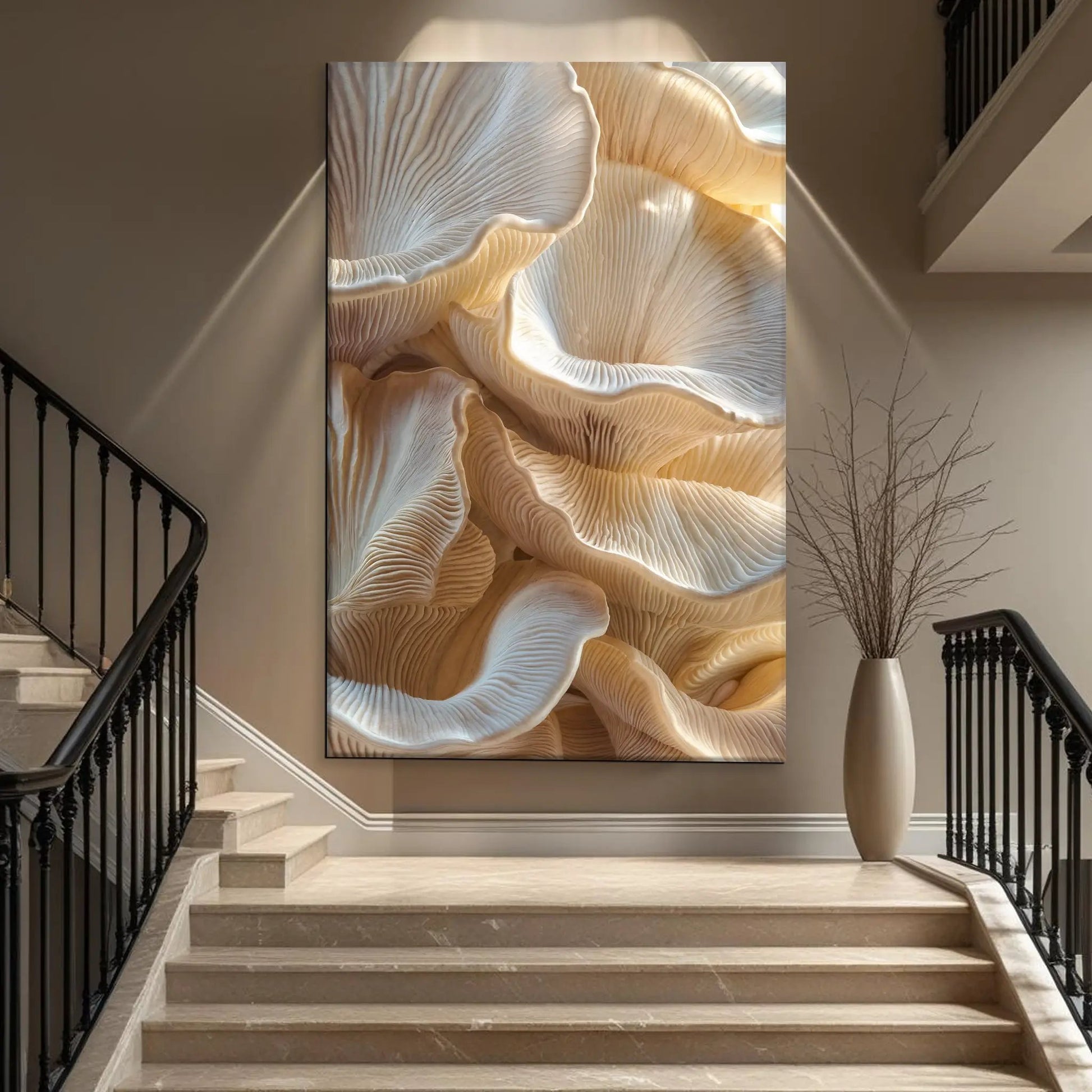 Nature in Motion Wall Art canvas by Tailored Canvases; flowing beige cream fabric-like folds on Tampa Home & Garden Store