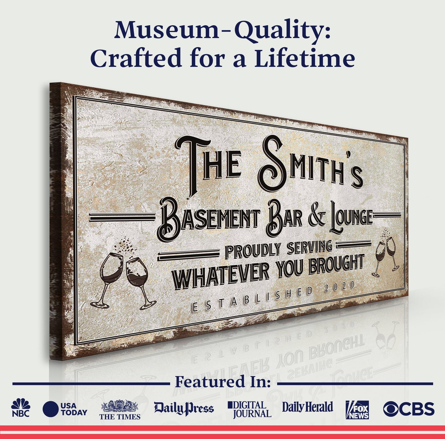 Basement Bar & Lounge Sign X canvas from Tailored Canvases, vintage sign style on Tampa Home & Garden Store