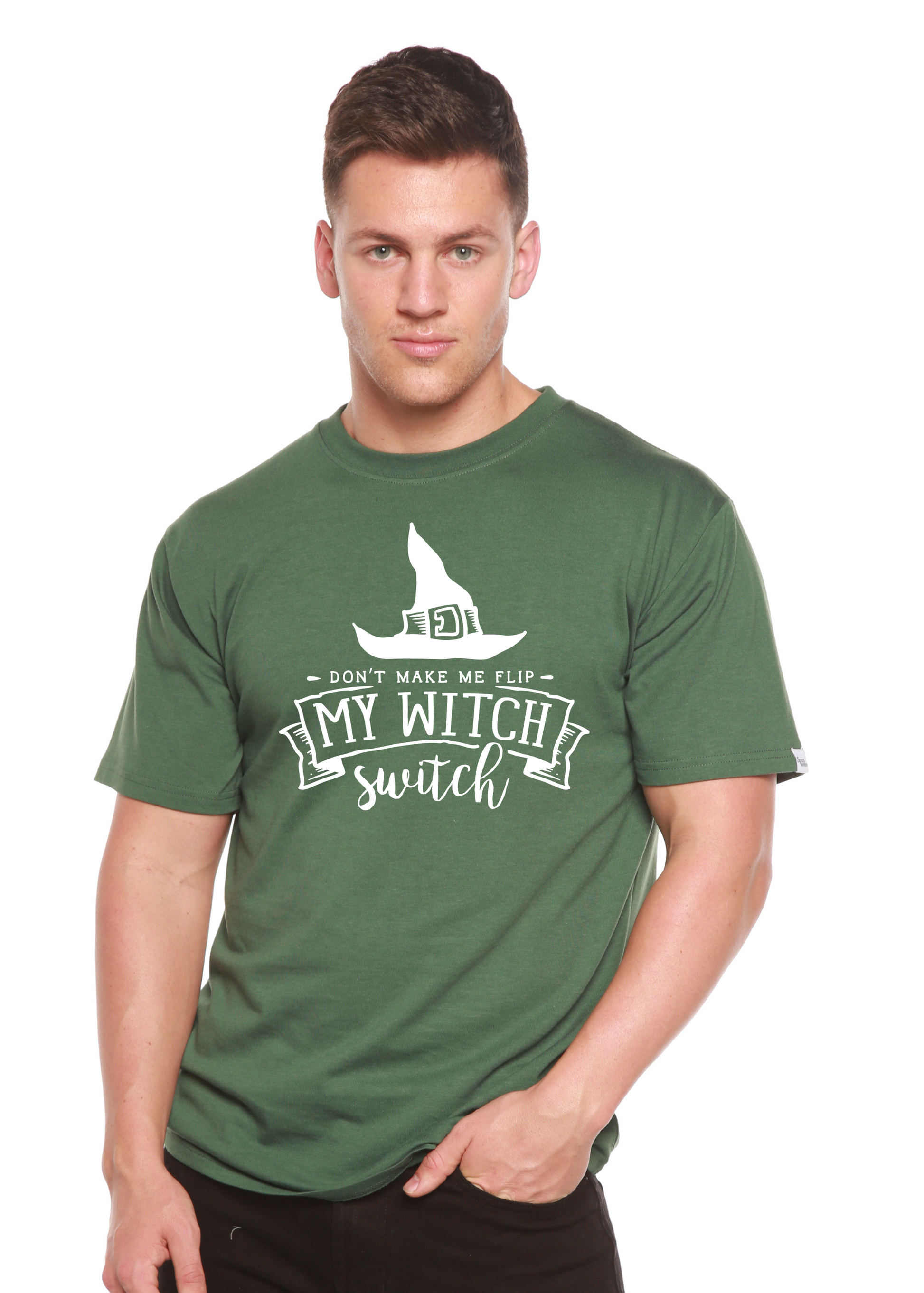My Witch unisex bamboo viscose/organic cotton short sleeve graphic tee green Spun Bamboo brand on Tampa Home & Garden Store