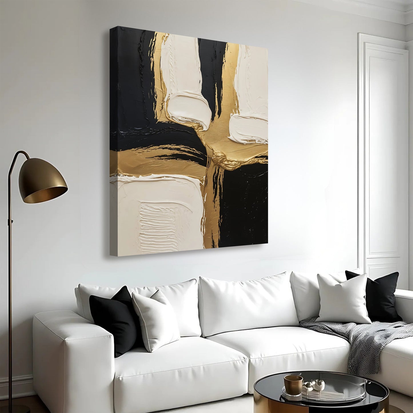 Canvas wall art Black White and Gold abstract texture by Tailored Canvases crafting canvas on Tampa Home & Garden Store