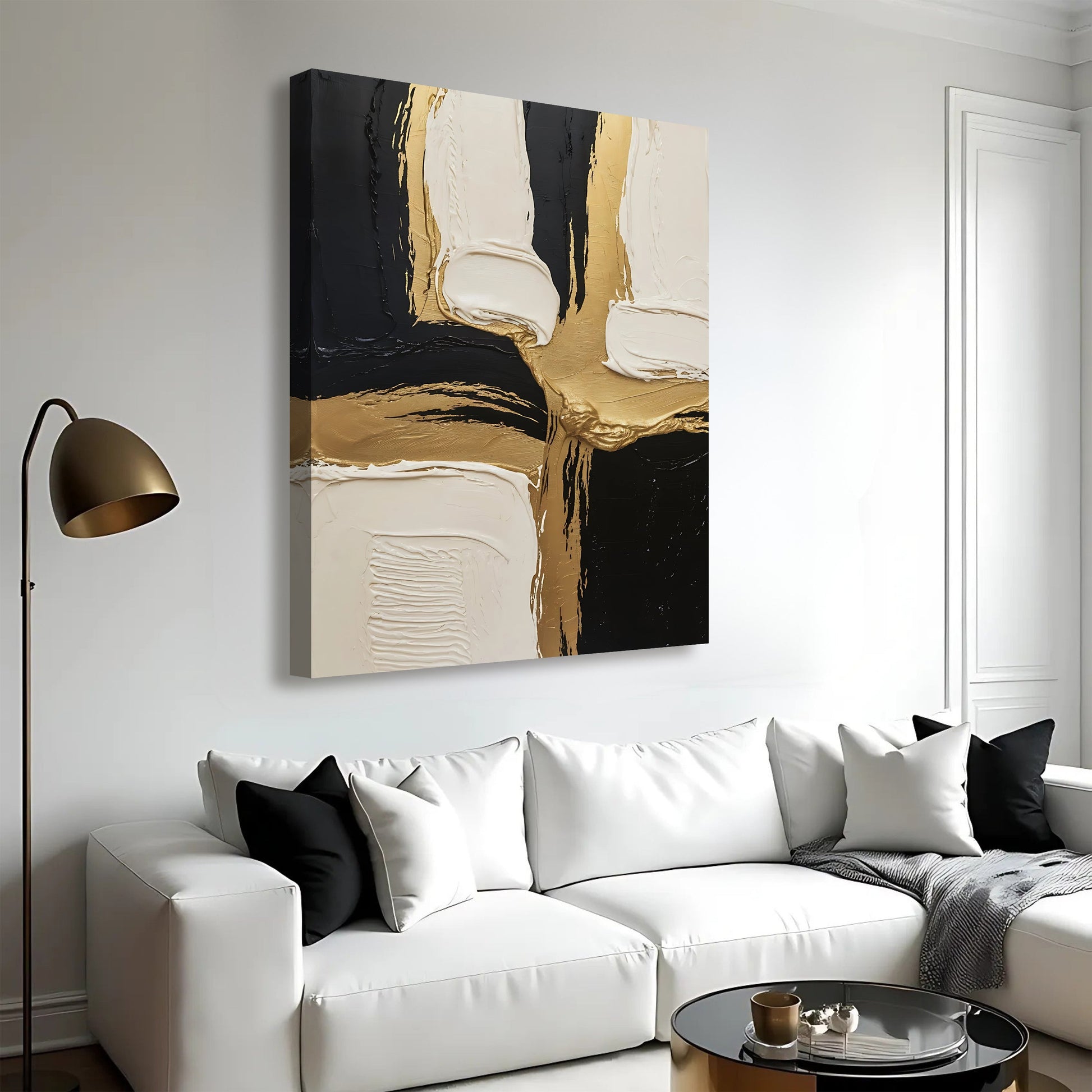 Canvas wall art Black White and Gold abstract texture by Tailored Canvases crafting canvas on Tampa Home & Garden Store