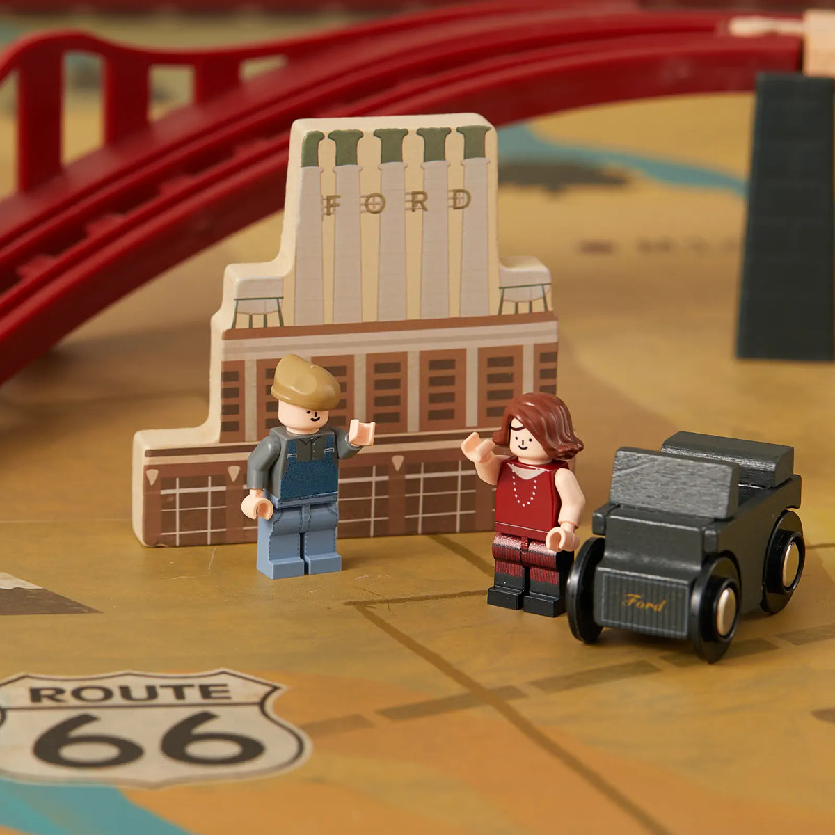 Tiny Land 1920 Railway Adventure Train Table set with Ford locomotive and two figs on Tampa Home & Garden Store