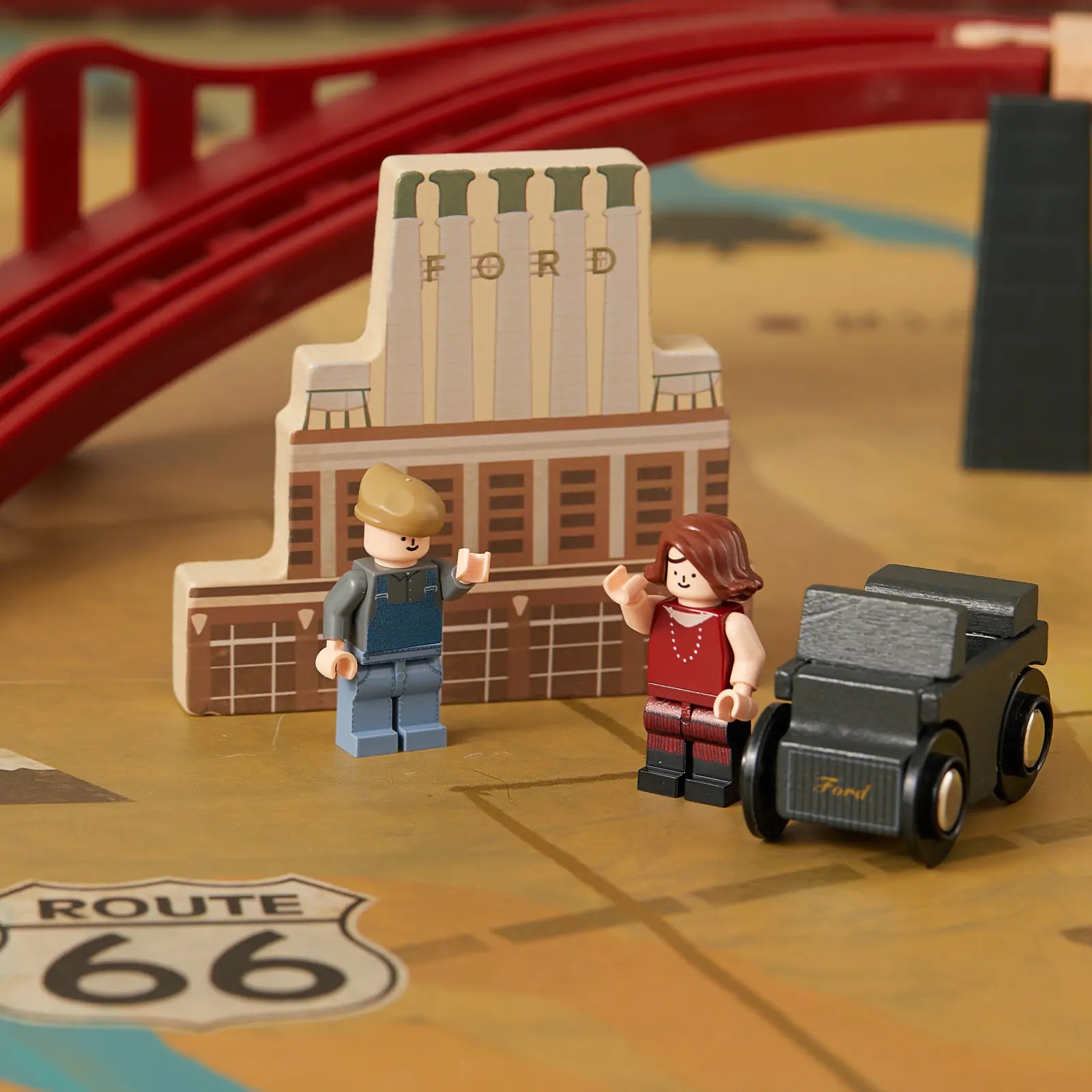 Tiny Land 1920 Railway Adventure Train Table set with Ford locomotive and two figs on Tampa Home & Garden Store