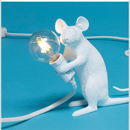 Postmodern resin mouse table lamp pale blue with clear LED bulb, corded Stevvex on Tampa Home & Garden Store