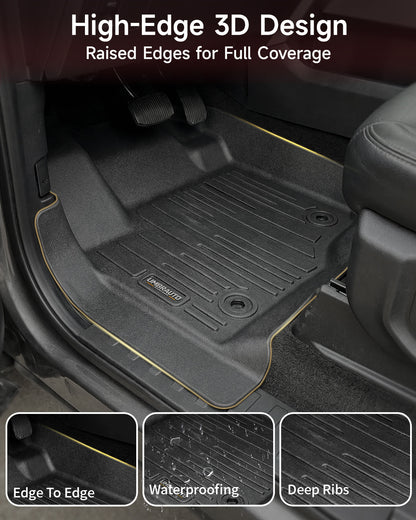 Umbrauto floor mat with yellow edge trim for Ford F-Series Super Duty Crew Cab, all-weather TPE on Tampa Home & Garden Store