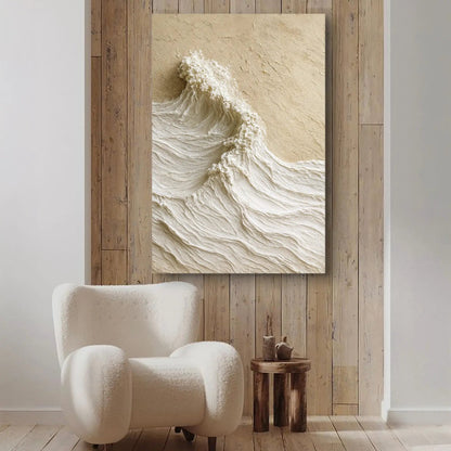 Modern Neutral Mountain Wall Art canvas by Tailored Canvases in beige textured wave motif on Tampa Home & Garden Store