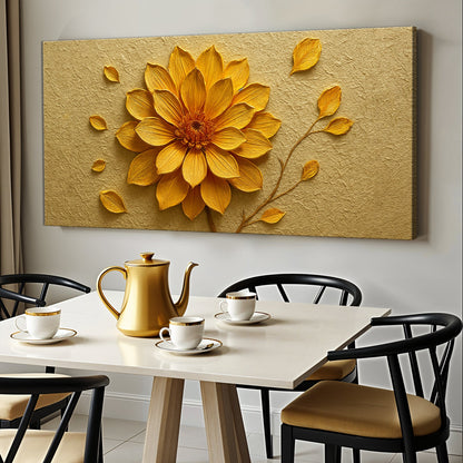 Golden Dandelion Minimalist Abstract Wall Art IV canvas with textured beige background and gold petals on Tampa Home & Garden Store