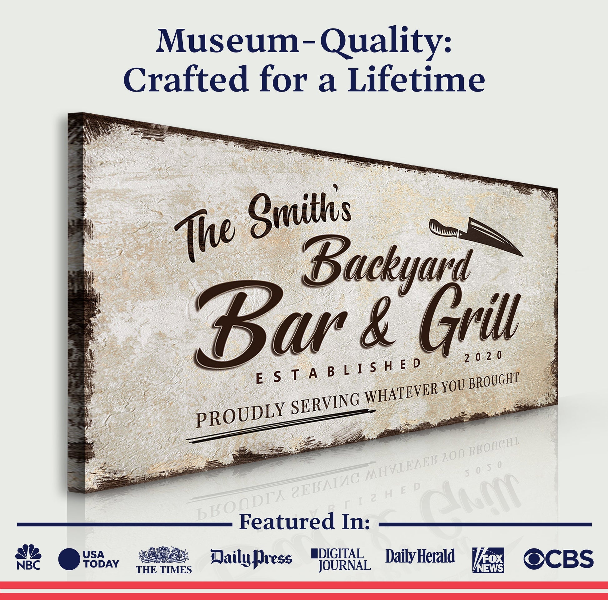 Canvas Backyard Bar & Grill Sign XVI by Tailored Canvases, vintage distressed look on Tampa Home & Garden Store