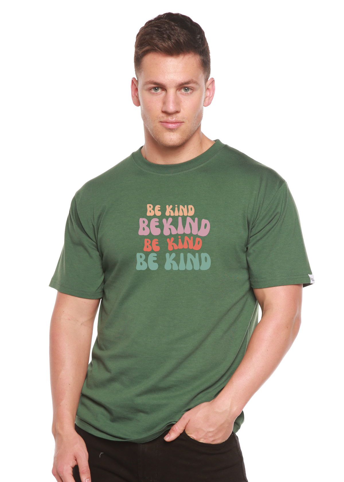Be Kind men's bamboo viscose organic cotton short sleeve tee in green by Spun Bamboo on Tampa Home & Garden Store