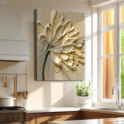 Flower Splatter Canvas Wall Art by Tailored Canvases creamy 3D floral texture on Tampa Home & Garden Store