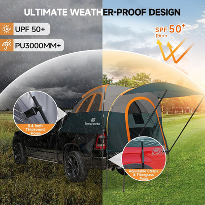 Umbrauto Truck Bed Tent with Awning for 5.5–5.8 ft beds, PU3000mm waterproof on Tampa Home & Garden Store