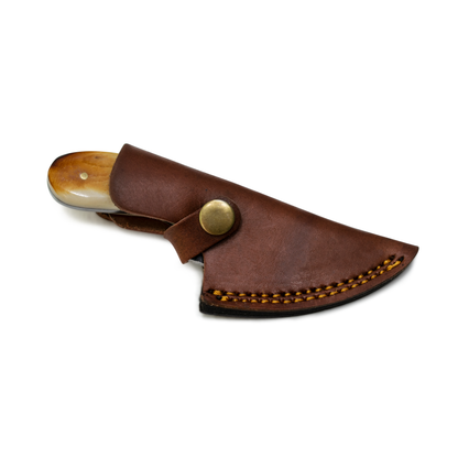 TC-061 Titan International K leather knife sheath with brown leather and brass rivets on Tampa Home & Garden Store