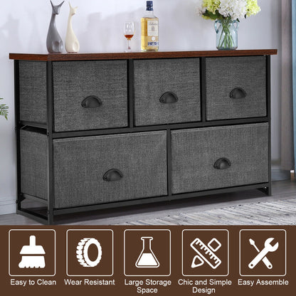 Cómoda de Madera Unidad de Almacenamiento Mesa Auxiliar Organizador de Exhibición-Gris