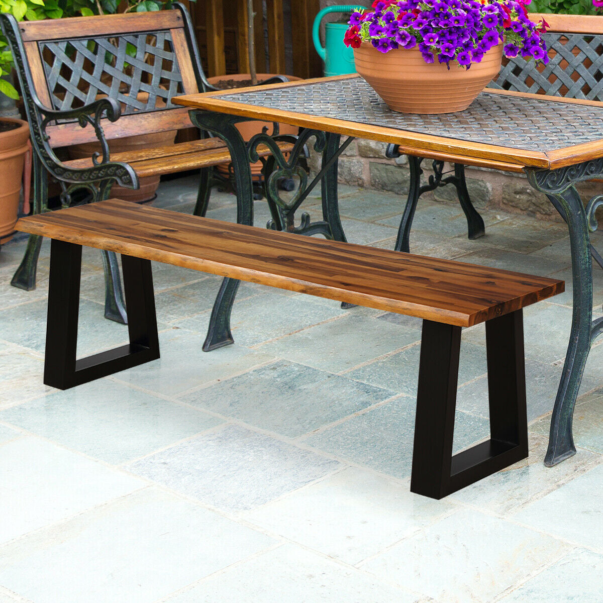 Banco de patio/comedor de madera maciza de acacia