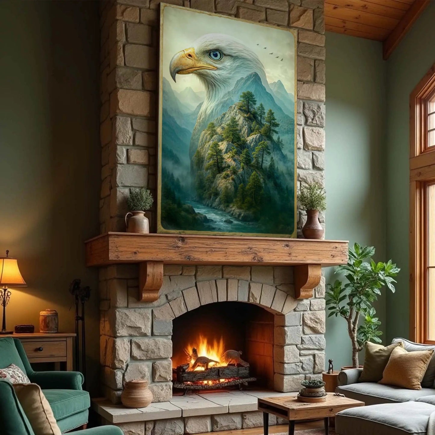Eagle Over The Canyon Double Exposure Canvas by Tailored Canvases crafting canvas on Tampa Home & Garden Store