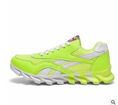 Mens sport sneakers Stevvex neon lime upper with white accents, breathable lace-up running shoes on Tampa Home & Garden Store